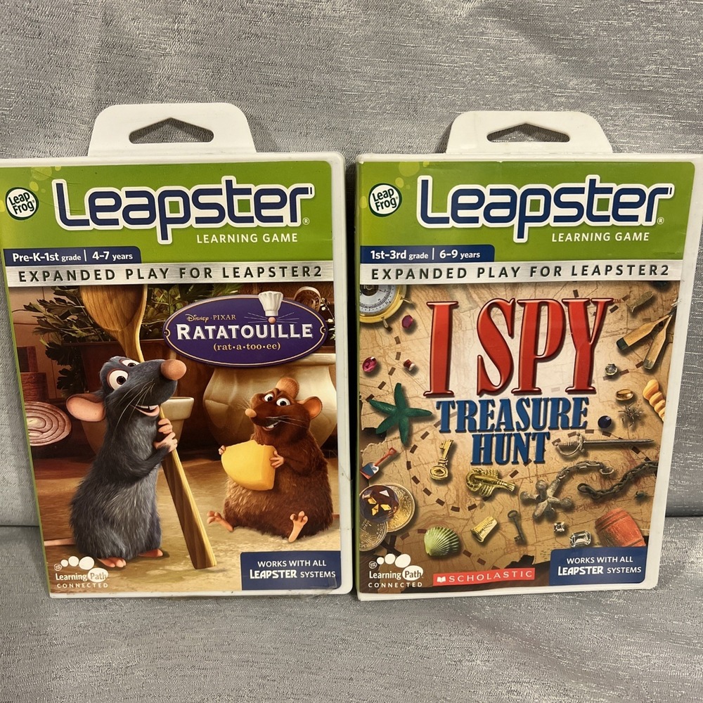 LeapFrog Leapster Ratatouille & I Spy lot of 2 Game Cartridge - Used
